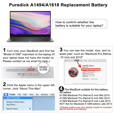 Pin Tương Thích Cho Macbook Pro Retina 15 Inch A1398 2015 TEEEMO PC Hàng Nhập Khẩu New Seal