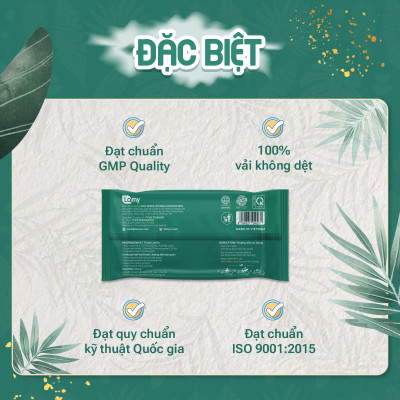 Khăn ướt LAMY 20 tờ cao cấp dành cho em bé không cồn không parabens an toàn cho da nhạy cảm