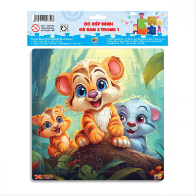 Bộ 2 Tranh Xếp Hình 36 Mảnh Để Bàn 23 x 23 cm - Minh Châu C2-008