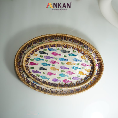 Khay Mây Ovan Khảm Trai Cá Cầu Vồng – Hàng Thủ Công Mỹ Nghệ Việt Nam