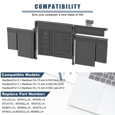 Pin Tương Thích Cho Macbook Pro 13 Inch Retina A1502 A1582 2013 2014 TEEEMO PC Hàng Nhập Khẩu New Seal