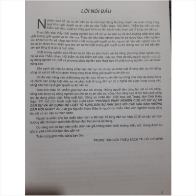 Phương Pháp Nghiên Cứu Hồ Sơ Vụ Án Dân Sự Và Áp Dụng Bộ Luật Tố Tụng Dân Sự 2015 Với Các Văn Bản Hướng Dẫn Mới Nhất