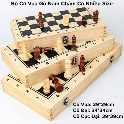 Cờ Vua Gỗ Nam Châm Cao Cấp - Bộ Cờ Vua Cao Cấp Bằng Gỗ Thông Tự Nhiên Có Gắn Nam Châm Chính Hãng