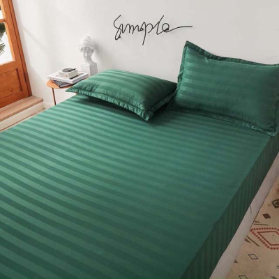 Bộ Ga Gối Cotton Kẻ 3F Lidaco Chuyên Dụng Cho Homestay, Khách Sạn - Xanh Lá