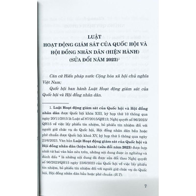 Sách - Luật Hoạt Động Giám Sát Của Quốc Hội Và Hội Đồng Nhân Dân (Hiện Hành) (Sửa Đổi Năm 2023) - NXB Chính Trị Quốc Gia