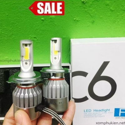 1 ĐÈN PHA LED H4 C6 SIÊU SÁNG LẮP XE MÁY ÔTÔ MẪU MỚI