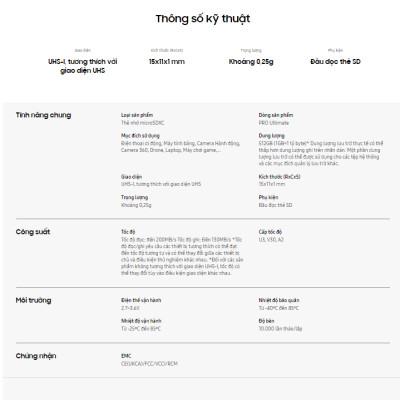 Thẻ nhớ MicroSDXC Samsung Pro Ultimate U3 A2 128GB | 256GB | 512GB 200MB/s Hàng chính hãng