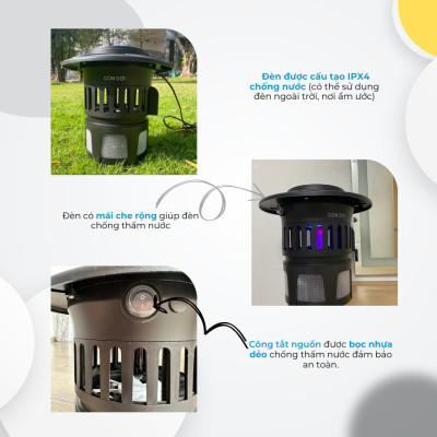 Đèn bắt muỗi CON DƠI model CN06 loại quạt hút - chống nước