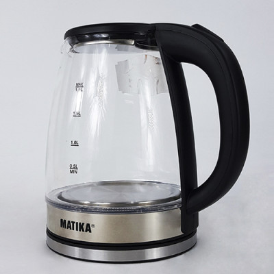 Ấm Siêu Tốc Thủy Tinh 1.8L Matika MTK-35 Công Suất 1800W Thiết Kế Hiện Đại Trong Suốt Đun Nước Siêu Nhanh Có Đèn Led Khi Sôi-Hàng Chính Hãng