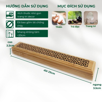 Hộp Đốt Nhang Không Tăm Bằng Tre Nhiều Mẫu Họa Tiết Độc Đáo Yên Thảo Mộc