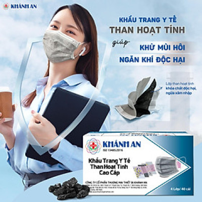 Khẩu trang y tế 4 lớp than hoạt tính Khánh An kháng khuẩn cao cấp