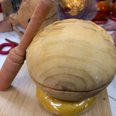 Mõ tụng kinh phật bằng gỗ mít để mộc gỗ không dác kt 20cm