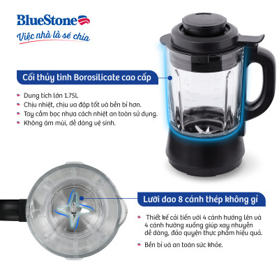 Máy Xay Nấu Sữa Hạt Đa Năng BlueStone BLB-6038 - Công suất 1000W - 7 chương trình nấu - Hàng chính hãng 