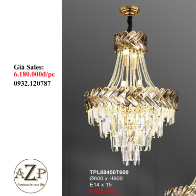 ĐÈN THẢ TRẦN PHA LÊ / ĐÈN THÔNG TẦNG TRANG TRÍ PHÒNG KHÁCH / PHÒNG NGỦ / CẦU THANG / KHÔNG GIAN SANG TRỌNG AZP-88450 phong cách đương đại, hàng nhập khẩu AZP