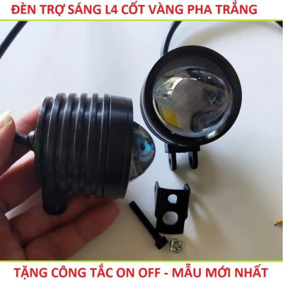 Đèn Trợ Sáng Bi Cầu L4 T20 Xe Máy ô tô– Cốt Vàng Pha Trắng, Mẫu Mới Siêu Gom, Loại Xịn