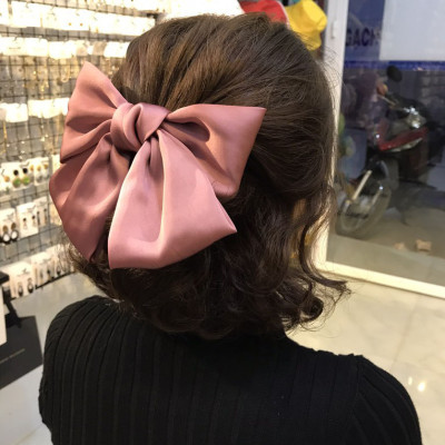 Cặp Tóc Đính Nơ Cánh Bướm Bản To Lục Satin Phong Cách Tiểu Thư KT13