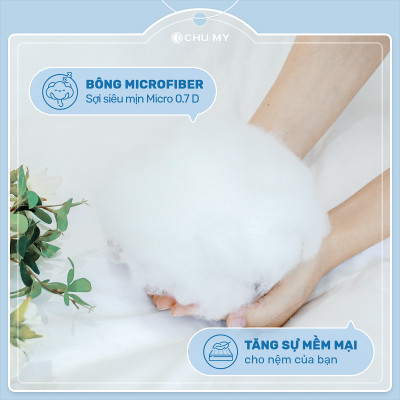 Topper khách sạn 5 sao – Nệm Topper bông Microfiber cao cấp – Tấm làm mềm nệm - Topper lông vũ nhân tạo