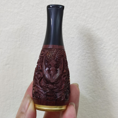 Tẩu Bắt Tóp Ci gar TG012 Ring Size 40-60 Bằng Gỗ Khắc Họa Tiết Rộng Cuộn Cực Đẹp - Hàng Thủ Công