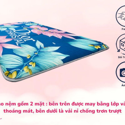 Nệm Cao Su Trải Sàn 3 Lớp Eron Êm Ái Và Thoáng Mát Dày 3cm Đủ Size Giao Màu Ngẫu Nhiên - Tặng Kèm Drap Nệm