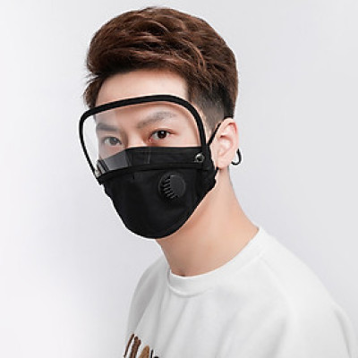 Khẩu trang vải có van lọc khí kèm miếng chắn nhựa ngăn giọt bắn cao cấp