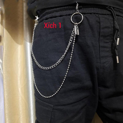 Sét 3 món{Khăn+Đai+Xích Quần jeans} Khăn Bandana Streetwear - Đai da kẹp khăn - Xích Chain Quần jean