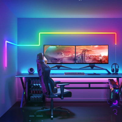 Thanh Đèn LED lắp ghép Govee Glide Wall Light H6062 (3D) | Thiết kế 3D bo góc tường độc đáo, Hiệu ứng chạy màu sắc nét