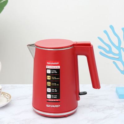 Bình đun siêu tốc Sharp 1 lít EKJ-10DVPS (BK/RD) - Công suất 1500W - Hàng chính hãng