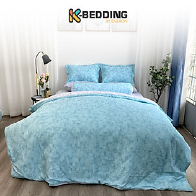 Bộ ga giường  KBedding by Everon KMTP 114 Microtencel Xám phối xanh (4 món)