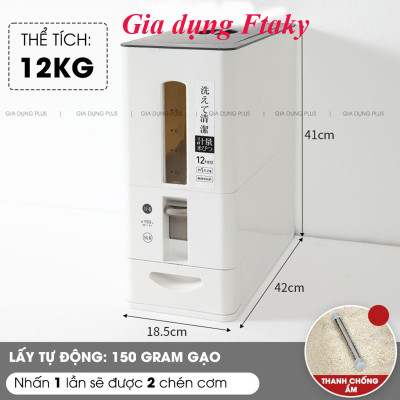 [Hàng Sẵn] Hủ đựng gạo thông minh xuất nhật , lấy gạo tự động trong suốt Chống bụi có nắp, dung tích 12kg lớn dành cho gia đình bạn