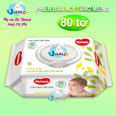 Combo 3 Gói Khăn giấy ướt cho trẻ sơ sinh HUGGIES không mùi gói 64 tờ