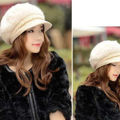 Mũ nồi len lông thỏ cao cấp nón len lưỡi trai nữ thời trang