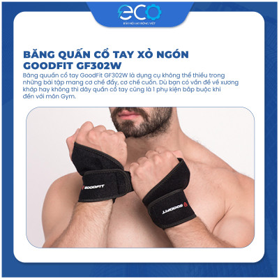 Băng quấn cổ tay xỏ ngón GoodFit GF302W dùng tập gym, tập boxing vải đục lỗ thoáng khi, đệm xốp êm ái