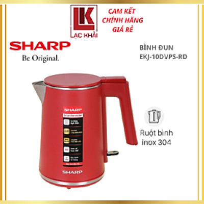 Bình đun siêu tốc Sharp 1 lít EKJ-10DVPS (BK/RD) - Công suất 1500W - Hàng chính hãng