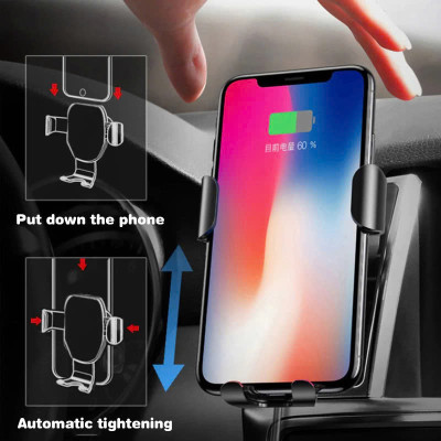 Kẹp Điện Thoại ÔTơ Hỗ Trợ Sạc Nhanh Khônjg Dây – Gắn Cửa Gió, Tương Thích Mọi Dòng Xe , đèn trợ sáng