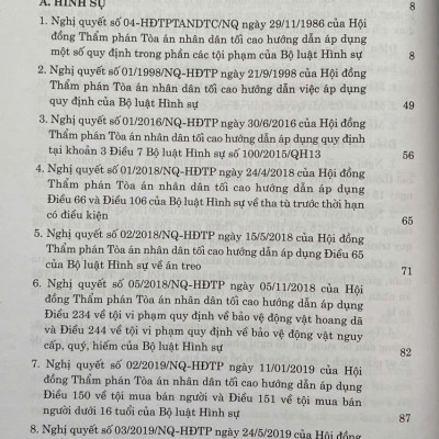 Các Nghị Quyết Của Hội Đồng Thẩm Phán Toà Án Nhân Dân Tối Cao Về Hình Sự, Tố Tụng Hình Sự, Dân Sự, Tố Tụng Dân Sự, Hành Chính, Kinh Doanh, Thương Mại, Hôn Nhân Và Gia Đình Từ Năm 1986 Đến Năm 2024