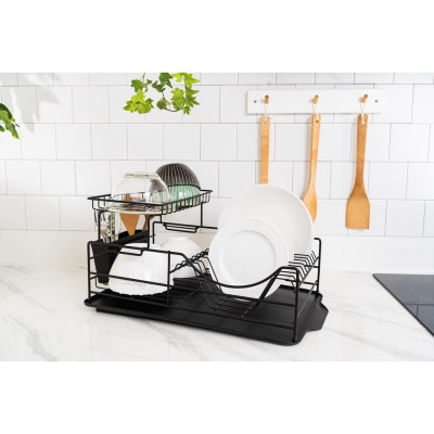 Kệ chén dĩa 2 tầng bằng sắt LocknLock LDR206BLK (510x300x230mm) - Màu Đen