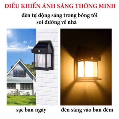 Bộ 2 Đèn Cảm Biến Năng Lượng Mặt Trời – Gắn Trụ Cổng, Tường Rào Trang Trí Cao Cấp