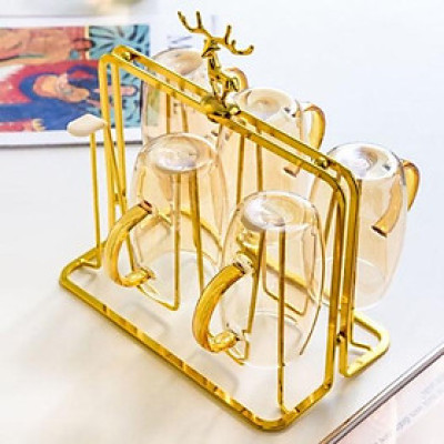 COMBO BỘ BÌNH CỐC THỦY TINH CHỊU NHIỆT CAO CẤP LÊN ĐẾN 400 ĐỘ C KÈM KHAY SẮT XANH ( BÌNH ĐÁY VUÔNG )