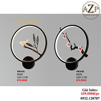 AZP - ĐÈN ỐP VÁCH / ĐÈN TRANG TRÍ / ĐÈN TREO TƯỜNG PHÒNG KHÁCH, PHÒNG NGỦ, NHÀ HÀNG, KHÁCH SẠN AZP-VK41 phong cách đương đại, hàng nhập khẩu AZP