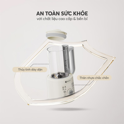 Máy làm sữa hạt Elmich CBE-8720, công suất xay 300W, công suất nấu 500W, dung tích xay nóng 600ml và xay lạnh 800ml, lưỡi dao với 10 cánh giúp xay nhuyễn, nhỏ gọn, dễ dàng lưu trữ và sử dụng - Hàng chính hãng