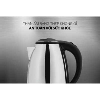 Ấm siêu tốc Sunhouse Happy time HTD1081, Công suất 1500W, Dung tích 1,8 lít, Chất liệu inox, Bảo hành 12 tháng