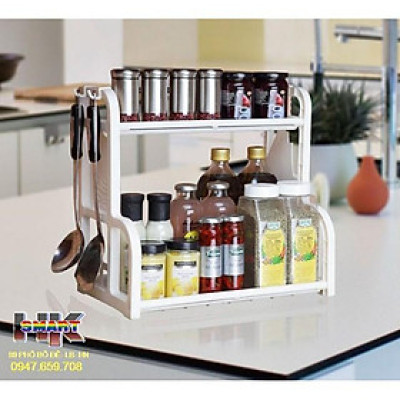 Kệ đựng gia vị chữ h kèm khay để thớt