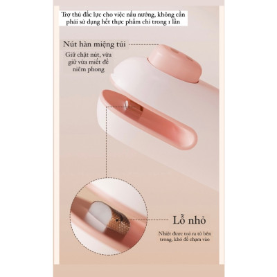 Máy Hàn Miệng Túi Cầm Tay Cute, Máy Ép Miệng Túi Đồ Ăn Vặt Sạc Pin Tích Hợp Nam Châm Kèm Đầu Cắt Tiện Dụng - Hàng Chính Hãng MINIIN