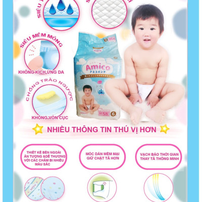 Tã quần  Amico nội địa Nhật size M58+6