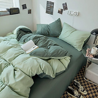 Bộ vỏ chăn ga gối cotton tici notag Lidaco cotton đũi trơn dày decor phòng ngủ vintage đủ mọi cỡ nệm