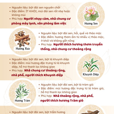 Nhang Sen Thuần Khiết Liên Tâm 20.5cm 160 cây - Ít khói, dịu nhẹ, 100% Đài sen thiên nhiên