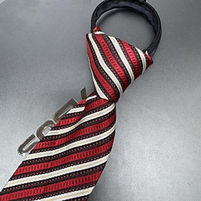 Cà vạt nam mẫu thắt sẵn dây kéo bản nhỏ 6cm mẫu đỏ kẻ trắng chấm