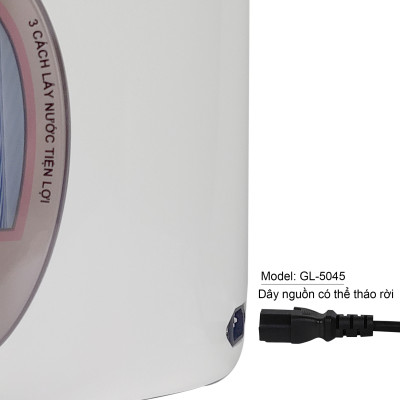 Bình thủy điện Gali GL-5045 dung tích 4.5 lít, phích cấu tạo 2 lớp thân ngoài nhựa, ruột inox 304, hàng chính hãng 100% Gali, bảo hành 24 tháng