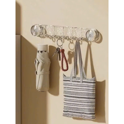 Thanh móc treo đồ hút chân không nhà tắm đa năng, móc treo tường chịu lực tốt không cần khoan