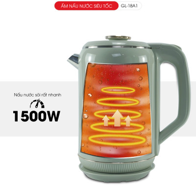 Ấm Siêu Tốc GALI GL-18A1, dung tích 1.8 Lít. thiết kế 2 lớp chống nóng. Hàng chính hãng bảo hành 24 tháng